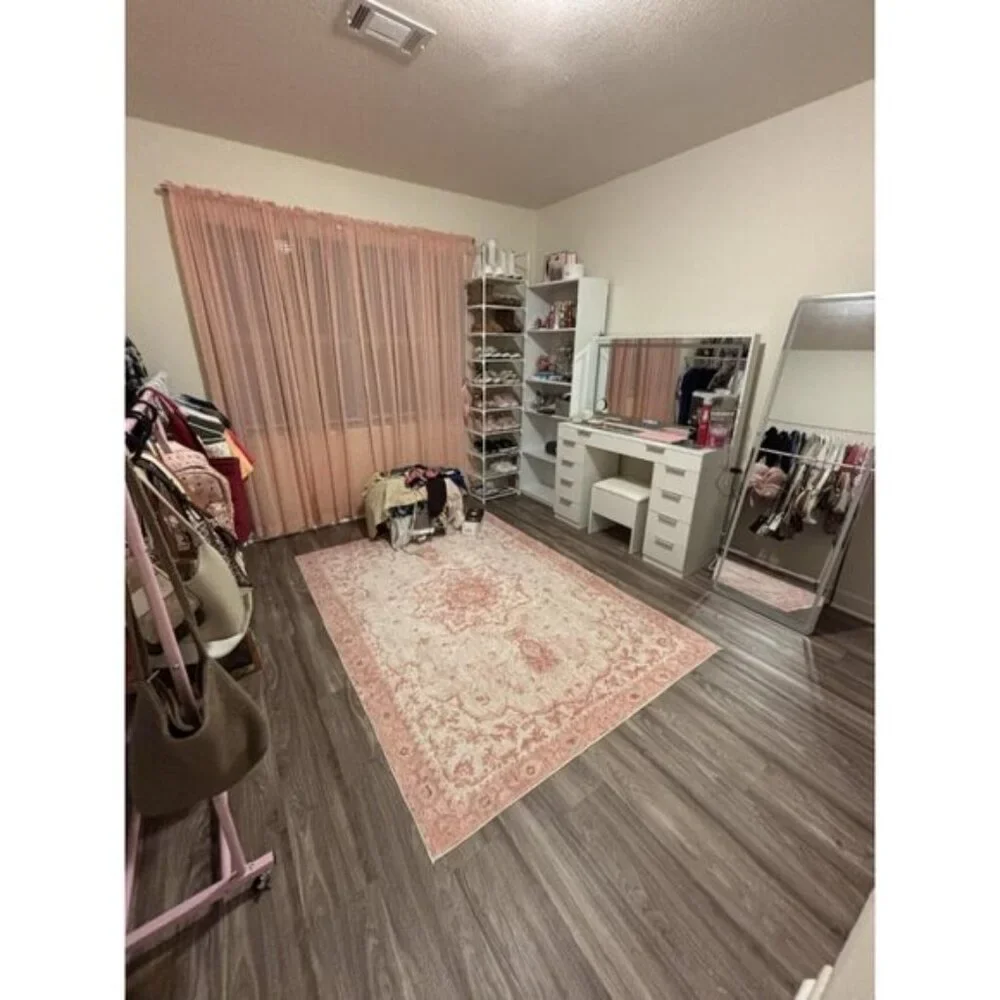 New 5x7 Pink Vintage Floral Rug Soft Washable Non-Slip Carpet for Home Decor